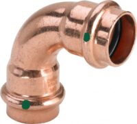 Bild vom Produkt: Bogen PROFIPRESS 2416 22mm 90 Grad 291518 aus Kupfer, fuer Wasser
