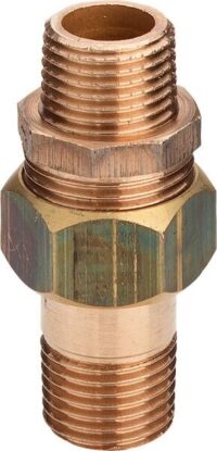 Rotguss-Rohrverschraubung 3334 3/8" mit 2 Außengewinde, flachdichtend DVGW