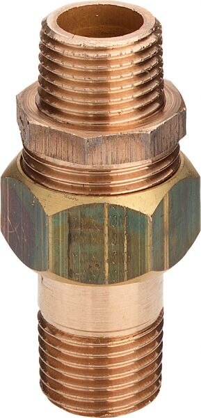 Rotguss-Rohrverschraubung 3334 3/8" mit 2 Außengewinde, flachdichtend DVGW