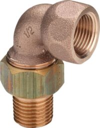Rotguss-Winkel-Verschraubung 3098 3/8" einerseits AG, andererseits IG DVGW