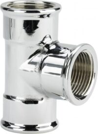 Rotguss-T-Stück 1622 3/8" Messing verchromt