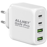 Allnet Z ALLNET Ersatznetzteil QC USB-C PD GaN Netzteil Power Supply68Watt 2x USB Typ-A QC 2x USB Typ-C**EU PLUG**