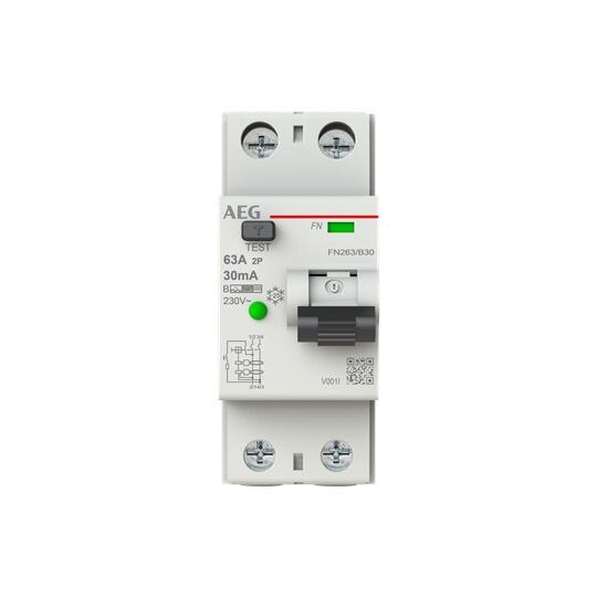 AEG FI-Schutzschalter B 2-polig 230V 63A 2TE FN263/B30 0,03A Reiheneinbaugerät