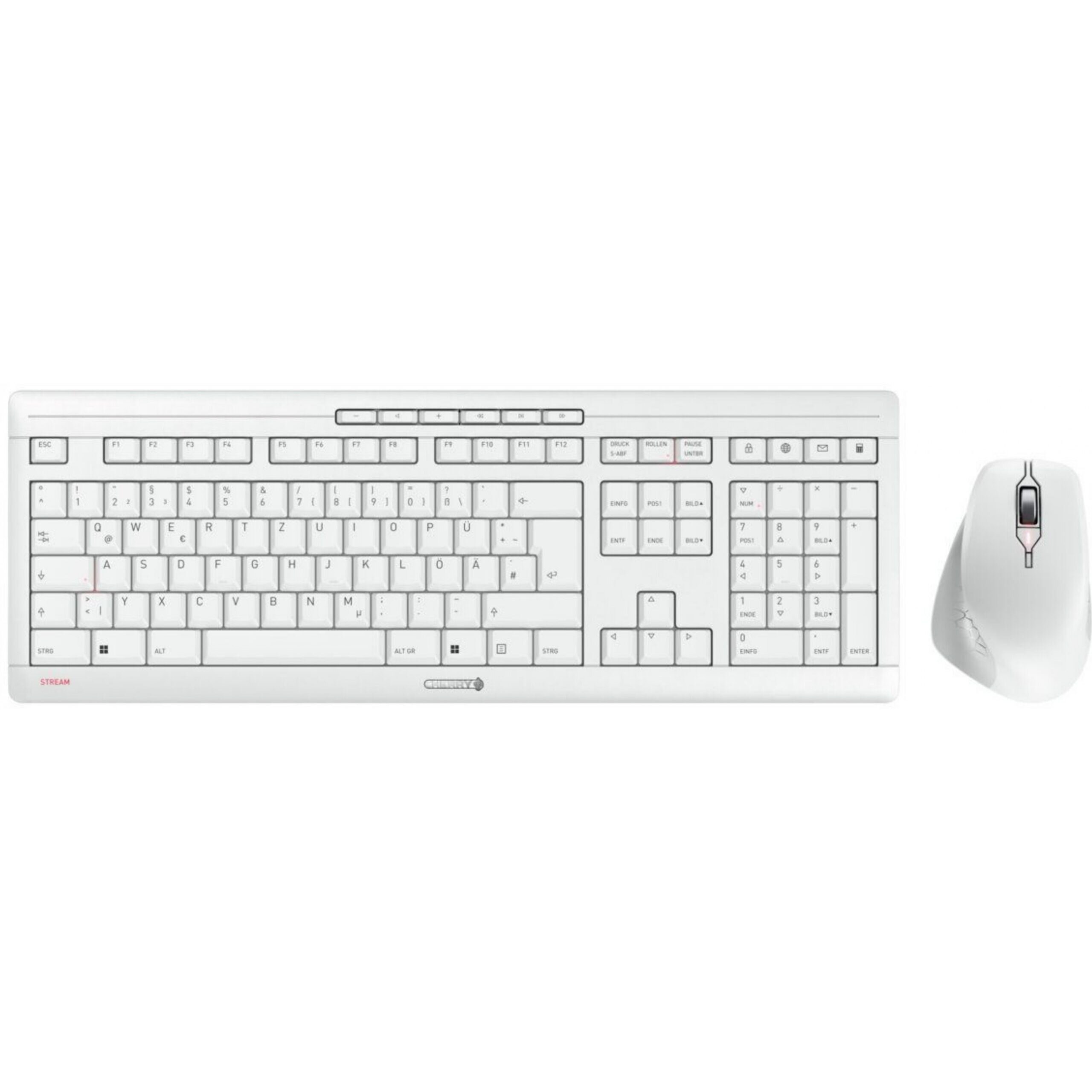 Cherry Cherry Desktop STREAM COMFORT Wireless [DE] white Mouse+Keyboard. Fullsize. Silent