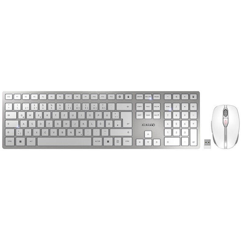 Cherry Cherry DW 9100 Slim - Tastatur-und-Maus-Set wireless white/silver QWERTZ DE