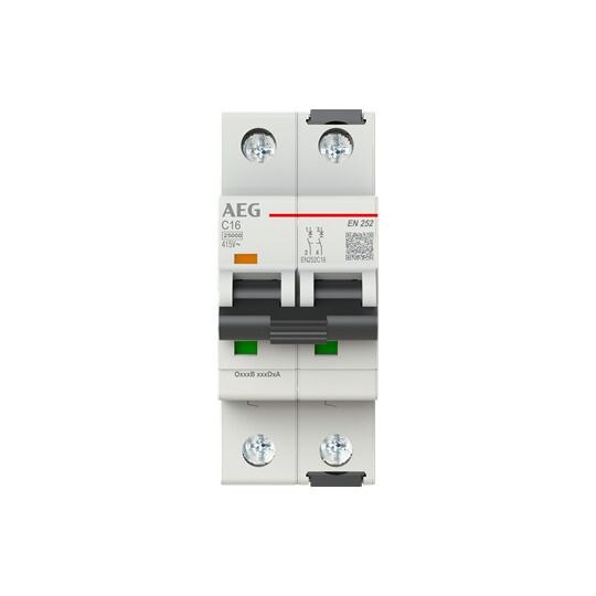 AEG AEG Leitungsschutzschalter AC C 16A 2-polig EN252C16 240V 2TE 50-60Hz IP20
