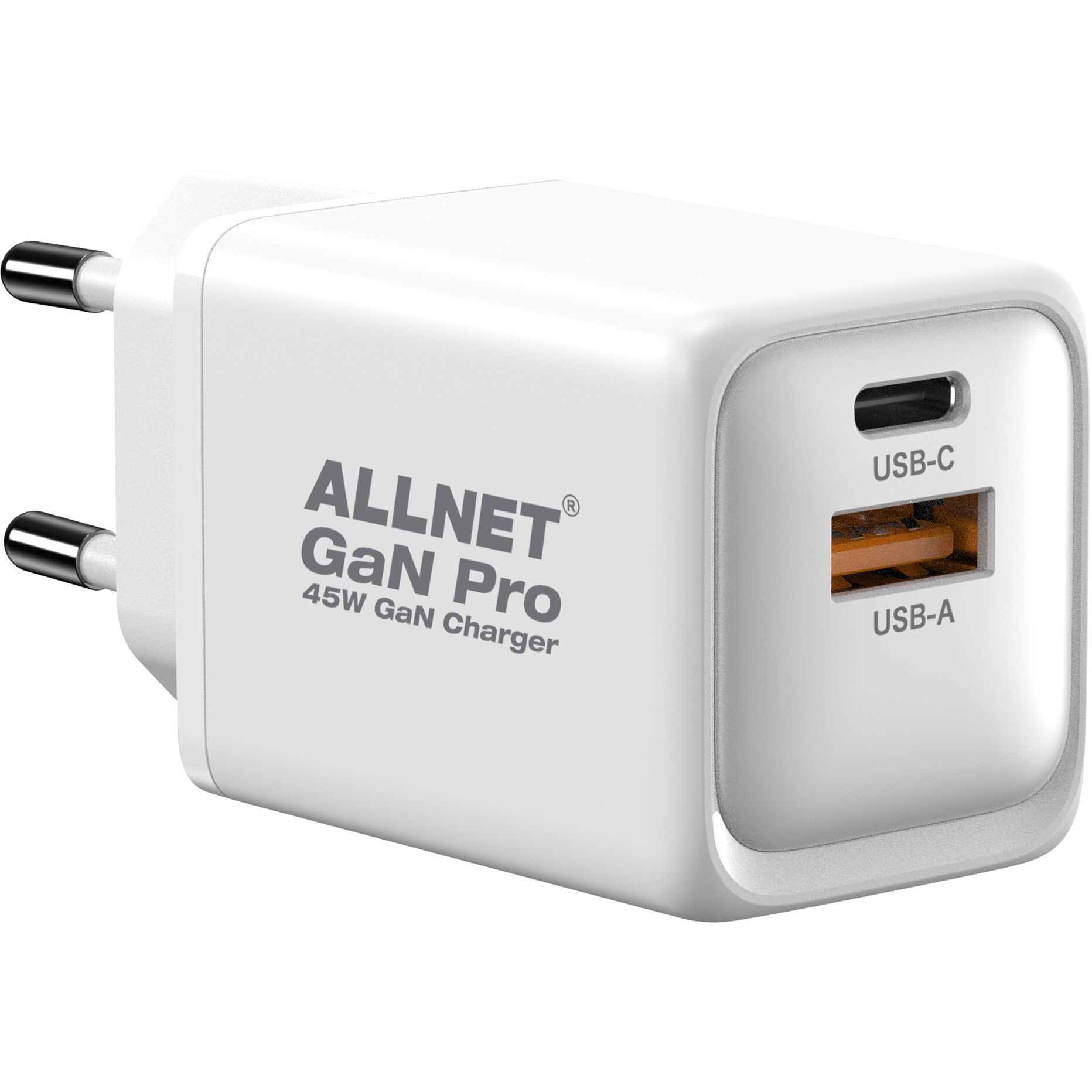 Allnet Z ALLNET Ersatznetzteil QC USB-C PD GaN Netzteil Power Supply45Watt 1x USB Typ-A QC 1x USB Typ-C**EU PLUG**