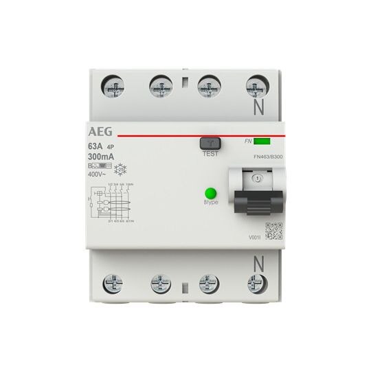 AEG FI-Schutzschalter B 4-polig 440V 63A 0,3A FN463/B300 4TE Reiheneinbaugerät