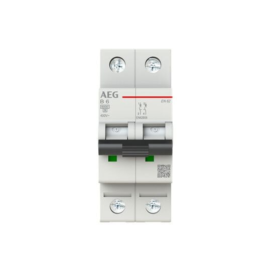 AEG AEG Leitungsschutzschalter AC B 6A 2-polig EN62B06 400V 2TE 50-60Hz IP20