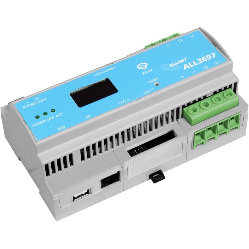 Allnet ALLNET MSR Powermeter Zentrale ALL3697-32A 32A 3phasig inklusive S0 (opt.) & Induktion & 2 Sensor Ports für IP Gebäude Automation