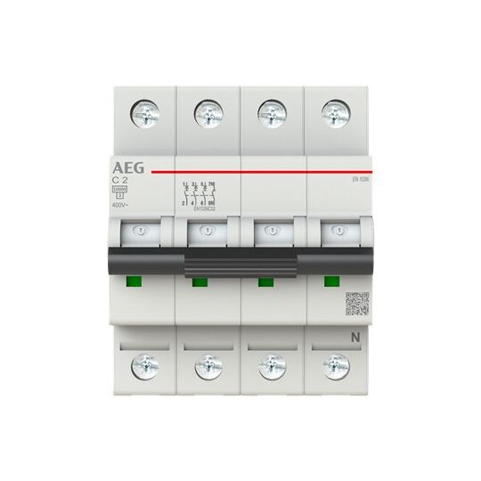 AEG AEG Leitungsschutzschalter AC C 2A 2+N EN103NC02 400V 4TE 50-60Hz IP20