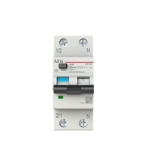 AEG AEG FI/LS-Schutzschalter B20 1-polig+N 0,03A DN100B20/A30 A 10kA 2TE 1-polig 230V