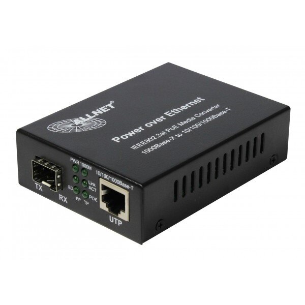 Allnet Z ALLNET Medienkonverter PoE (15,4W/30W) auf 1000BASE-SX/LX Single-/ Multimode SFP Mini-GBIC Anschluss ALL-MC202P-SFP1-PoE