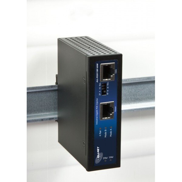 Allnet Z ALLNET PoE Injektor Industrial Gigabit / PoE af/at & PoE 60 W(Microsemi) (15,4W/30W/60W) / DIN / Power-Booster / Metallgehäuse / ALL-PI2011BP-60