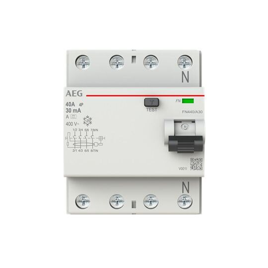 AEG FI-Schutzschalter A 4-polig 440V 40A 4TE FN440/A30 0,03A Reiheneinbaugerät