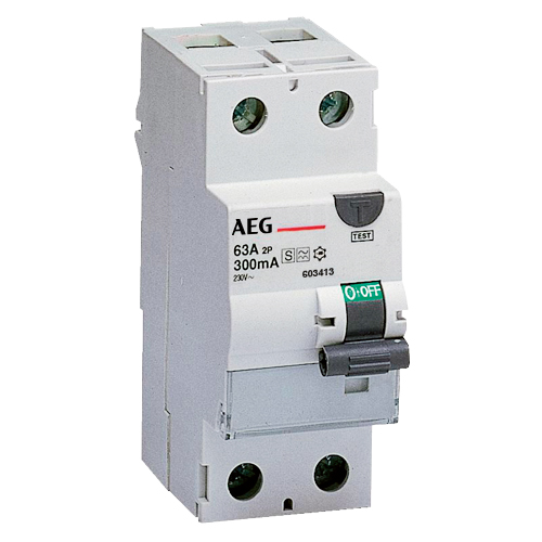 AEG/ABB FI-Schutzschalter A 2-polig 400V 25A 0,3A 2TE Reiheneinbaugerät FP A 2 25/300