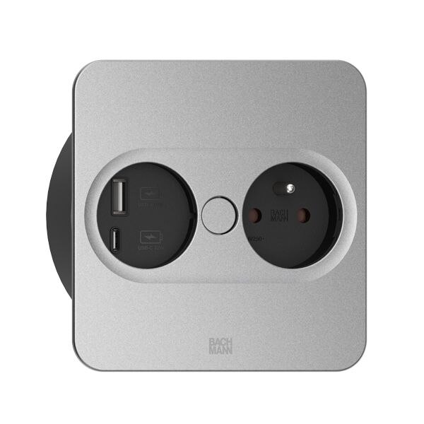 Bachmann Bachmann Steckdose 1-fach si matt 1USB-A Einb TWIST 946.015 1USB-C mit BS Klappdeckel IP20