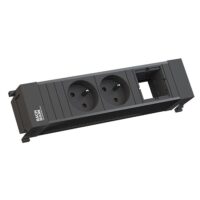 Bachmann Steckdosenleiste 2-fach schwarz 0,1m 35° 916.062 IP20 1,5qmm