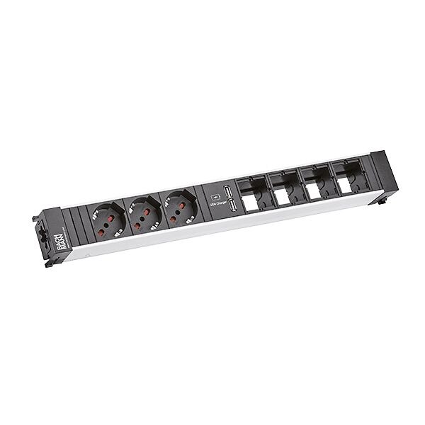 Bachmann Bachmann Steckdosenleiste 3-fach alu 1xUSB 909.0105 0,2m IP20 1,5qmm
