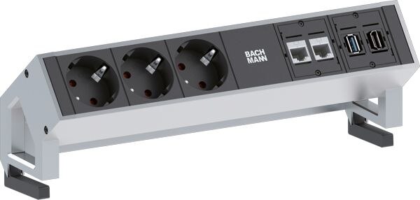 Bachmann Bachmann Steckdosenleiste 3/3-fach inoxgr 902.502 1xUSB 1,5m 35° IP20 1,5qmm