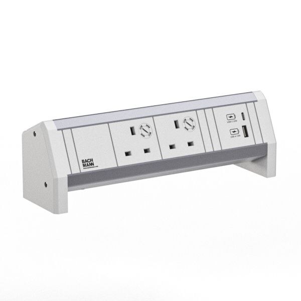 Bachmann Bachmann Multi-Tischsteckdose Aufb 1USB 902.0307 weiß Aluminium
