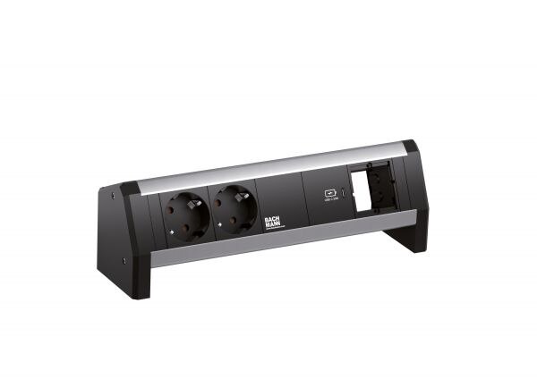 Bachmann Bachmann Steckdosenleiste 2-fach alu 1xUSB 902.0815 35° IP20