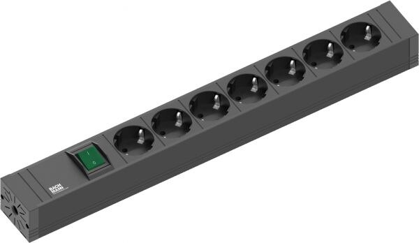 Bachmann Bachmann Steckdosenleiste 7-fach schwarz 2m 35° 420.0014 mit Ein/Aus IP20 1,5qmm