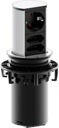 Bachmann Multi-Tischsteckdose EB 1Steckd 928.003 2Euro schwarz Aluminium