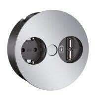Bachmann Steckdose 1-fach chr matt Einb mit BS TWIST 931.033 Klappdeckel IP20