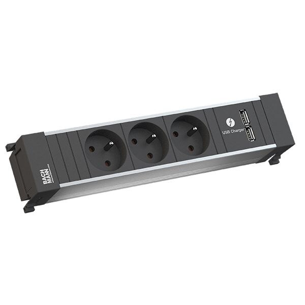 Bachmann Bachmann Multi-Tischsteckdose EB 1USB schwarz 916.1227 Kunststoff