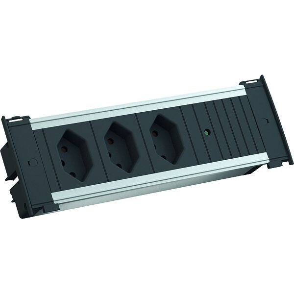 Bachmann Bachmann Steckdosenleiste 3-fach alu 0,2m KAPSA 927.059 35° IP20 1,5qmm