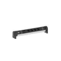 Bachmann Multi-Tischsteckdose Aufb 2USB 708.011 schwarz Aluminium