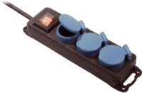 Bachmann Steckdosenleiste 3-fach schwarz 1,5m 349.045 mit Ein/Aus IP44 1,5qmm