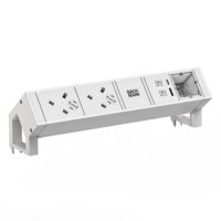 Bachmann Multi-Tischsteckdose Aufb weiß 902.3233 Aluminium
