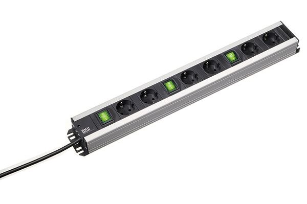 Bachmann Bachmann Steckdosenleiste 6-fach schwarz 2m 90° 300.050 mit Ein/Aus IP20 1,5qmm