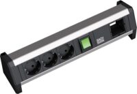 Bachmann Steckdosenleiste 3/1-fach schwarz 35° DESK 902.017 mit Ein/Aus IP20