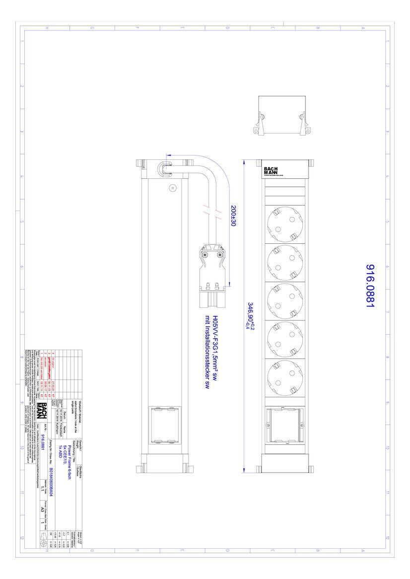 Bachmann Bachmann Multi-Tischsteckdose EB 5Steckd 916.0881 alu Aluminium
