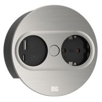 Bachmann Steckdose 1-fach Edelstahl matt 1USB-A TWIST 946.004 1USB-C Einb mit BS Klappdeckel