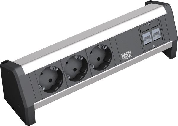 Bachmann Bachmann Steckdosenleiste 3/2-fach schwarz 35° DESK 339.1004 IP20