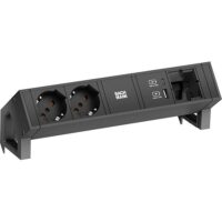 Bachmann Steckdosenleiste 2-fach schwarz 2xUSB 902.989 0,2m 35° IP20 1,5qmm