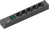 Bachmann Steckdosenleiste 5-fach schwarz 2m 35° 420.0013 mit Ein/Aus IP20 1,5qmm