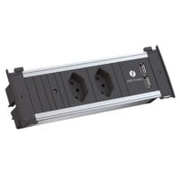 Bachmann Steckdosenleiste 2-fach schwarz 1xUSB 2m KAPSA 927.010 35° IP20 1,5qmm