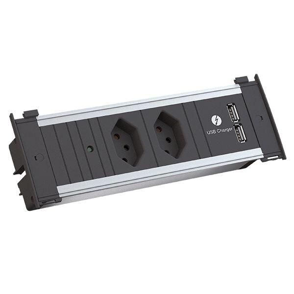 Bachmann Bachmann Steckdosenleiste 2-fach schwarz 1xUSB 2m KAPSA 927.010 35° IP20 1,5qmm