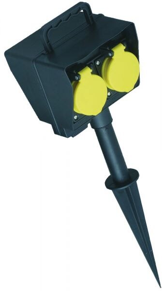 Bachmann ELTROPA Gartensteckdose 2-fach schwarz 2m IP44 EGS 1.2 1,5qmm