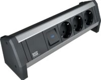 Bachmann Steckdosenleiste 3-fach schwarz 35° IP20 DESK 902.0050 mit Ein/Aus
