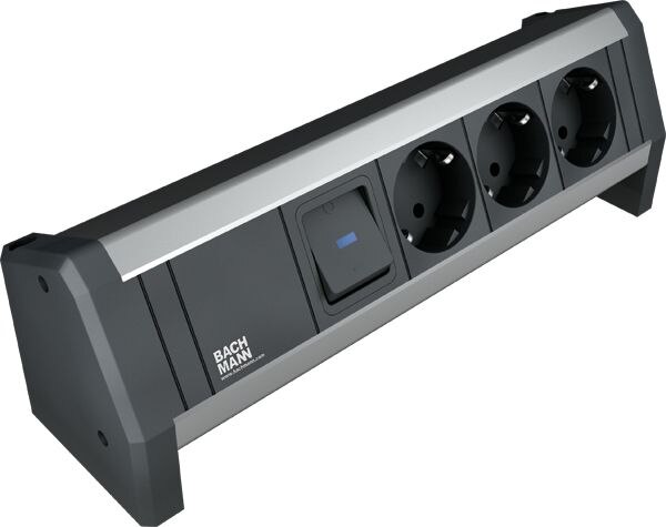 Bachmann Bachmann Steckdosenleiste 3-fach schwarz 35° IP20 DESK 902.0050 mit Ein/Aus