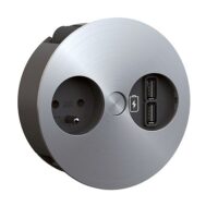 Bachmann Steckdose 1-fach Edelstahl glänzend Einb mit BS TWIST 931.032 UTE Frankreich Klappdeckel