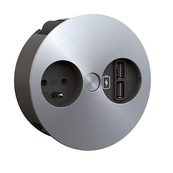 Bachmann Bachmann Steckdose 1-fach Edelstahl glänzend Einb mit BS TWIST 931.032 UTE Frankreich Klappdeckel