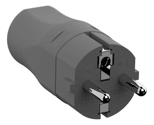 Bachmann ELTROPA Schutzkontaktstecker 16A 250V grau E 960301 Kunststoff IP20 ger
