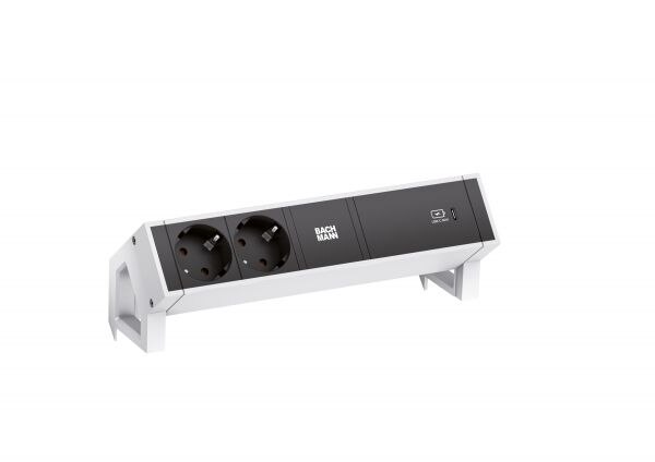 Bachmann Bachmann Steckdosenleiste 2-fach alu 1xUSB 902.934 0,2m 35° IP20 1,5qmm